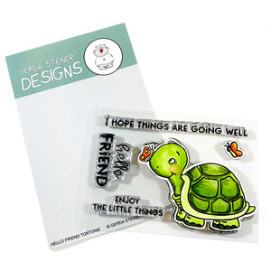 Hello Friend Tortoise 3x4 Clear Stamp Set - Clearstamps - Clear Stamps - Cardmaking- Ideas- papercrafting- handmade - cards-  Papercrafts - Gerda Steiner Designs