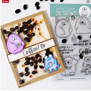 Coffee Monster 4x6 Clear Stamp Set - Clearstamps - Clear Stamps - Cardmaking- Ideas- papercrafting- handmade - cards-  Papercrafts - Gerda Steiner Designs