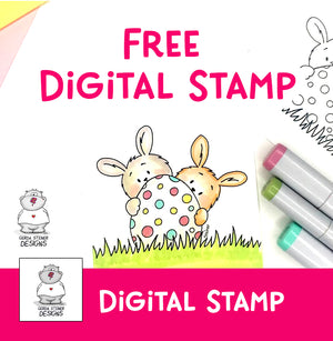 Free Easter Coloring - Easter whimsy with our "Peek-a-Bunny" Digital Stamp