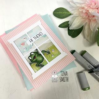 Fun Window Scene with FROGS - Fun card by Tina Smith