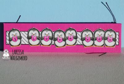 Penguin with hearts digital stamp on a chocolate box - Larissa