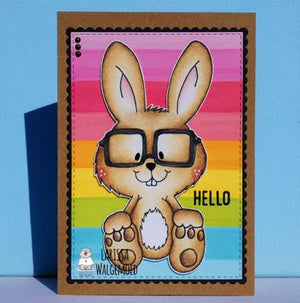 Bunny with glasses (digital stamp) - Hello - Larissa