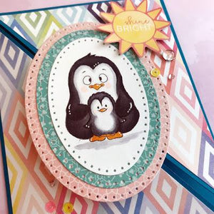Shine Bright Penguin Mom & Baby Card by Karla