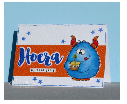 handmade Birthday card idea with a monster clear stamp