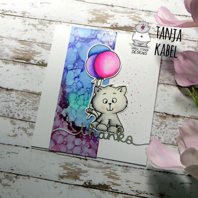 Thanks Card, Digital Stamps, Ballon, DIY  