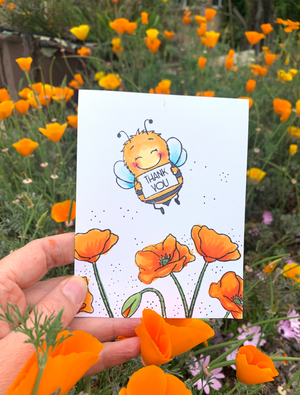 California Poppies Card with the Happy Bee Clear Stamp Set