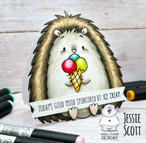Hedgehog with Ice Cream Shape Card by Jessie