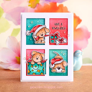 Cute Christmas card with puppies