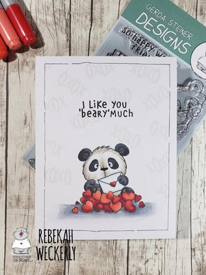 One Layer Valentine's Day Card - Lovely Pandas