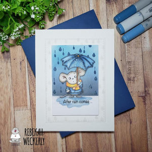 Mouse, Rain, Stamps Set, Blue, DYI Cards, 