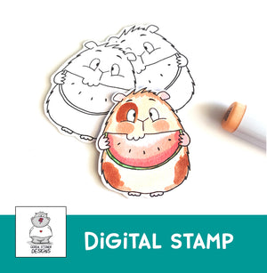 Watermelon Guinea Pig - Digital Stamp