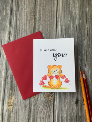 Tiger with Hearts - Printable Greeting Cards Set - GSD856