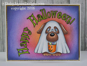 Dog Dressed as Ghost- Digital Stamp - Clearstamps - Clear Stamps - Cardmaking- Ideas- papercrafting- handmade - cards-  Papercrafts - Gerda Steiner Designs