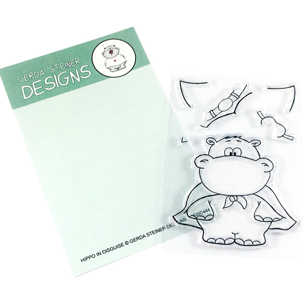 Hippo in Disguise 3x4 Clear Stamp Set - Clearstamps - Clear Stamps - Cardmaking- Ideas- papercrafting- handmade - cards-  Papercrafts - Gerda Steiner Designs