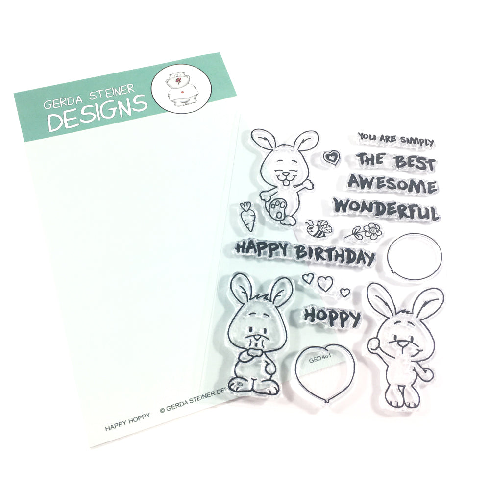 Happy Hoppy 4x6 Bunny Clear Stamp Set - GSD461 - Gerda Steiner Designs, LLC