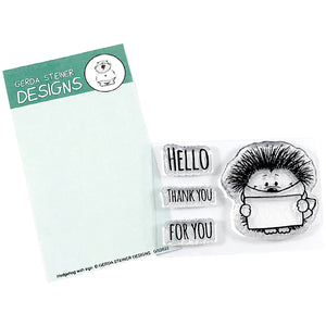 Hedgehog with Sign 2x3 Clear Stamp Set - Clearstamps - Clear Stamps - Cardmaking- Ideas- papercrafting- handmade - cards-  Papercrafts - Gerda Steiner Designs