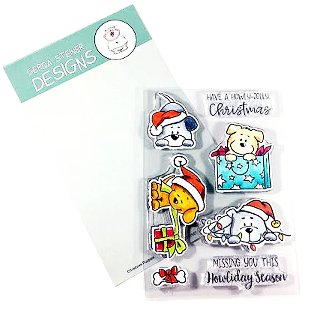 Christmas Puppies 4x6 Clear Stamp Set - Clearstamps - Clear Stamps - Cardmaking- Ideas- papercrafting- handmade - cards-  Papercrafts - Gerda Steiner Designs