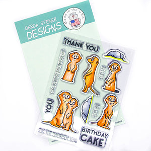 Meerkats on the Lookout! 4x6 Clear Stamp Set - Clearstamps - Clear Stamps - Cardmaking- Ideas- papercrafting- handmade - cards-  Papercrafts - Gerda Steiner Designs