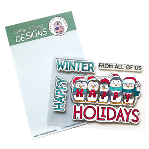 Happy Holidays Penguin 4x6 Clear Stamp Set