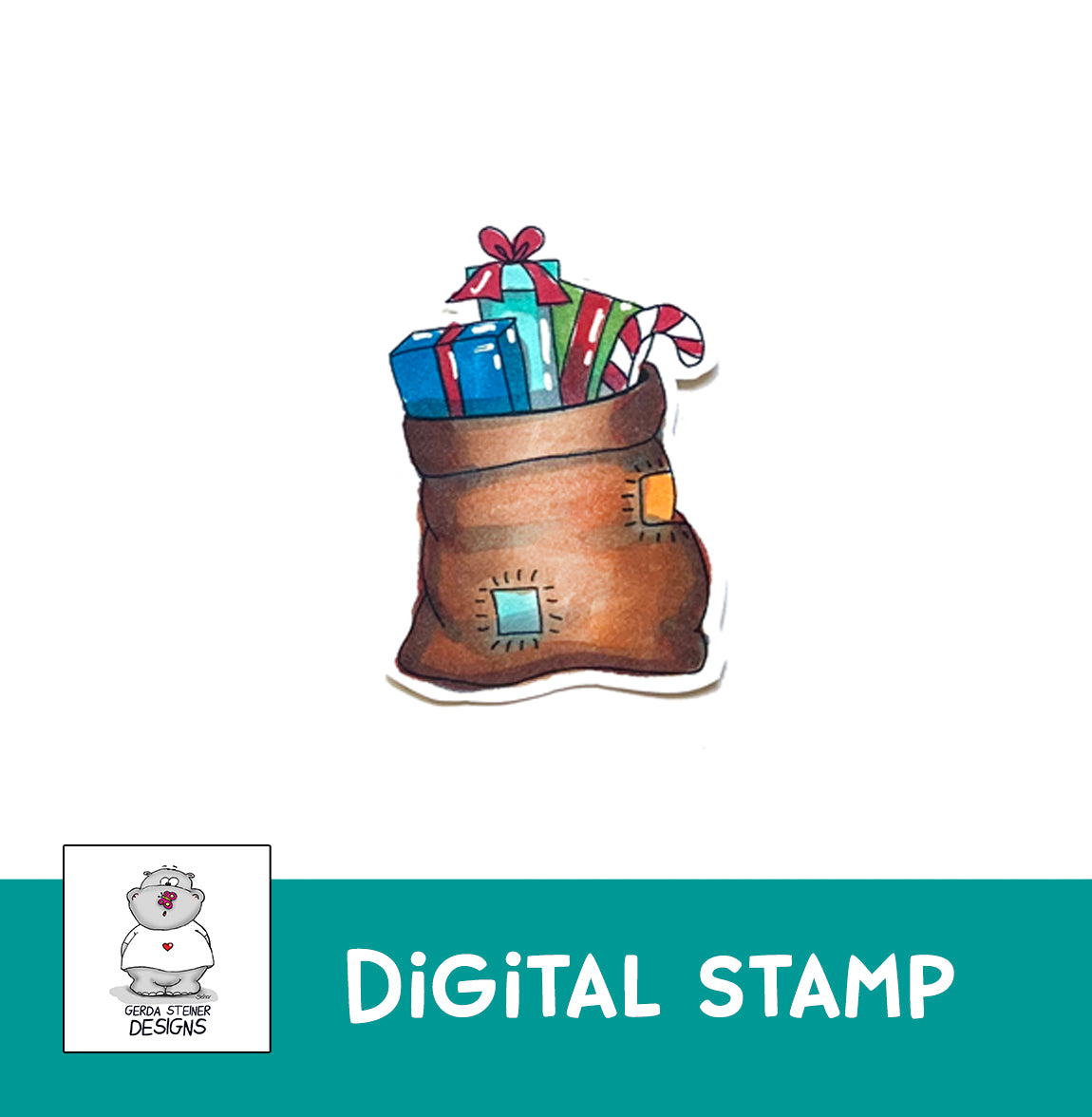 Santa and three Friends Christmas - Digital Stamps