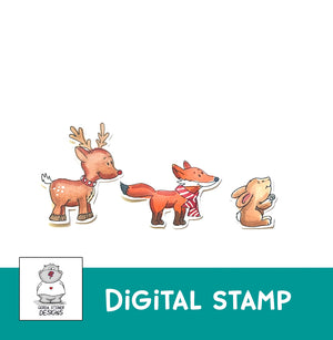 Santa and three Friends Christmas - Digital Stamps