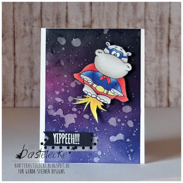 Hippo in Disguise 3x4 Clear Stamp Set - Clearstamps - Clear Stamps - Cardmaking- Ideas- papercrafting- handmade - cards-  Papercrafts - Gerda Steiner Designs