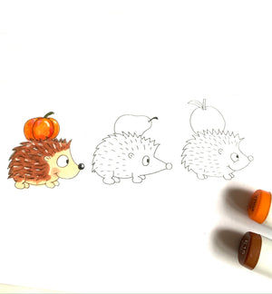 Harvest Hedgehogs Digital Stamp