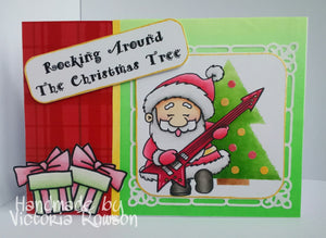 Santa playing Guitar - Digital Stamp - Clearstamps - Clear Stamps - Cardmaking- Ideas- papercrafting- handmade - cards-  Papercrafts - Gerda Steiner Designs