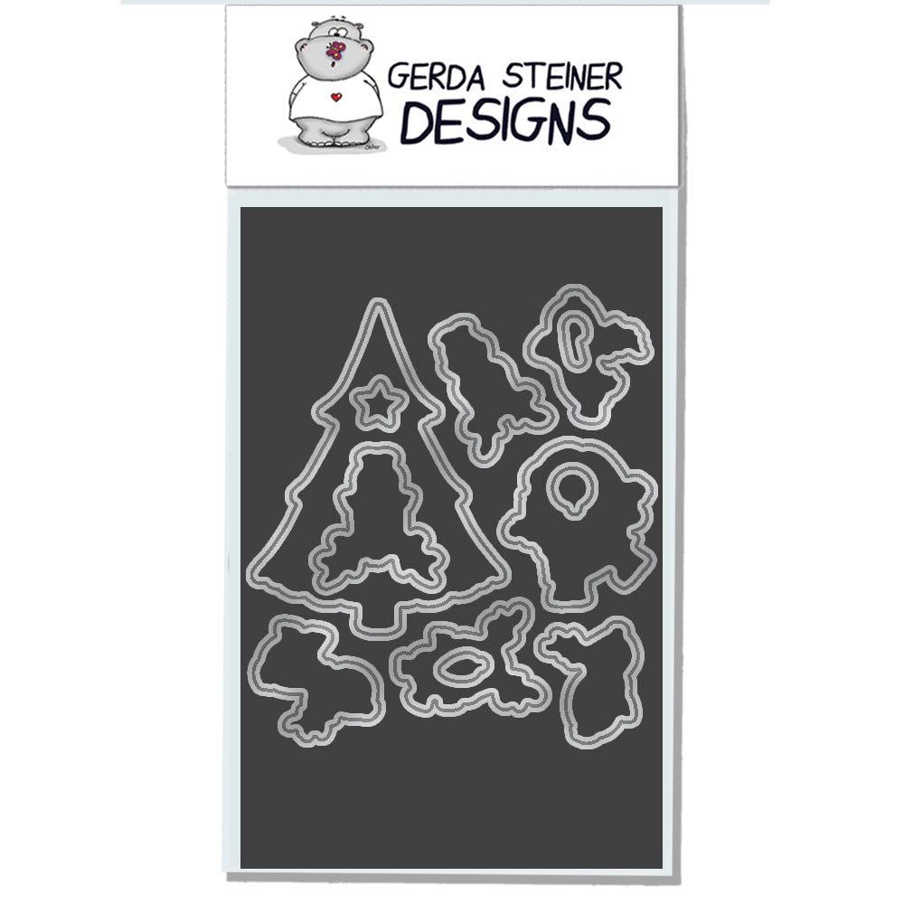 Reindeer and a Tree 4x6 Clear Stamp Set - GSD618 - Gerda Steiner Designs,  LLC