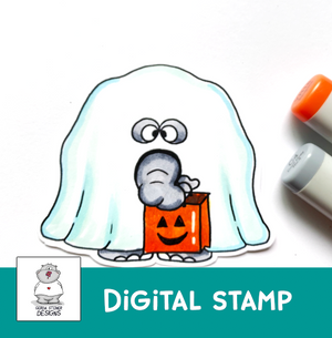 Halloween Elephant Digital Stamp