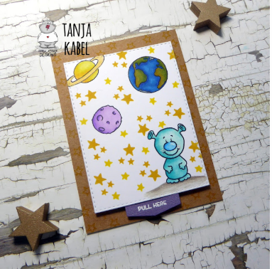 Space Themed Cartoon Stamp Toys, Encouraging Aliens Stamp Set