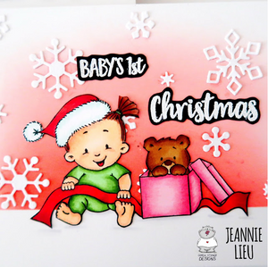 Baby Girl Christmas 3x4 Clear Stamp Set - Clearstamps - Clear Stamps - Cardmaking- Ideas- papercrafting- handmade - cards-  Papercrafts - Gerda Steiner Designs