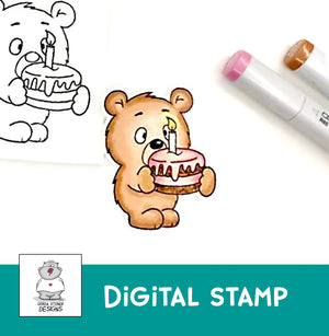 Birthday Bear Digital Stamp
