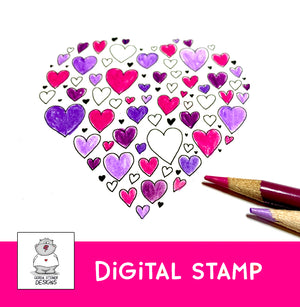 Hearts in Heart - Digital Stamp