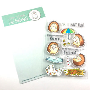 Cheerful Hedgehog 4x6 Clear Stamp Set - Clearstamps - Clear Stamps - Cardmaking- Ideas- papercrafting- handmade - cards-  Papercrafts - Gerda Steiner Designs