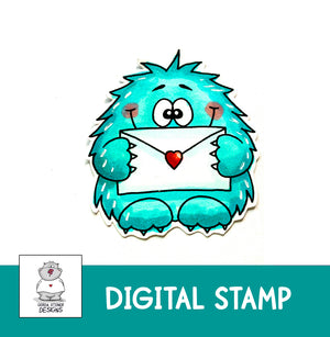 Monster Holding Letter - Digital Stamp