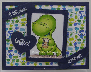 Coffeesaurus 3x4 Clear Stamp Set - Clearstamps - Clear Stamps - Cardmaking- Ideas- papercrafting- handmade - cards-  Papercrafts - Gerda Steiner Designs